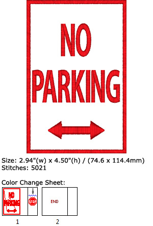 No parking embroidery design