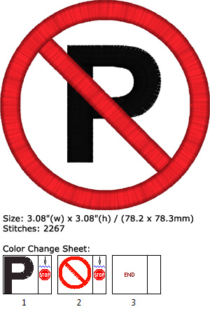 No Parking embroidery design