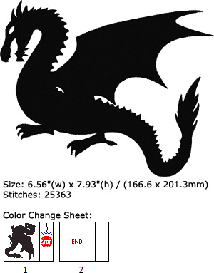 Dragon embroidery design