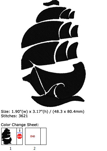 Ship embroidery design