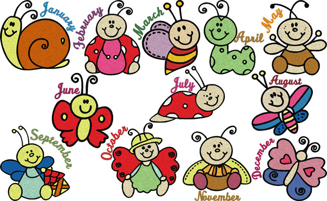 Bugs embroidery designs