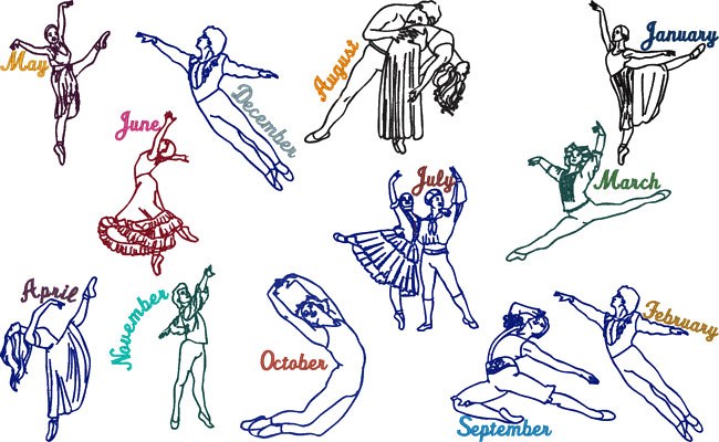 Dance embroidery designs