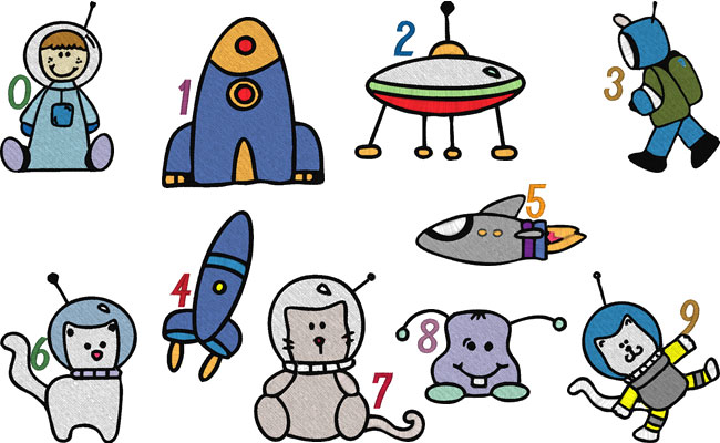 Space embroidery designs