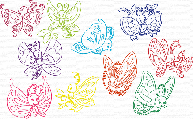 Cute Butterflies embroidery designs