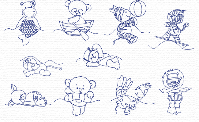 Summer Friends embroidery designs